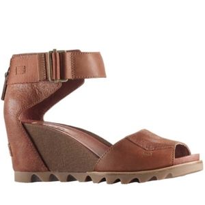 NIB Sorel Joanie Wedge Sandals -Rustic Brown/Umber